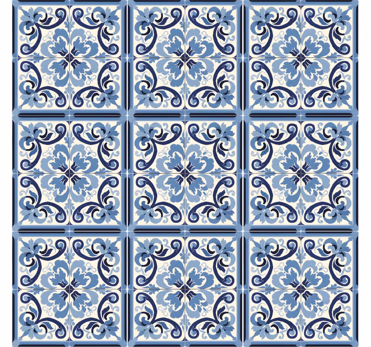 Blind blue floral pattern in blue and white - TenStickers