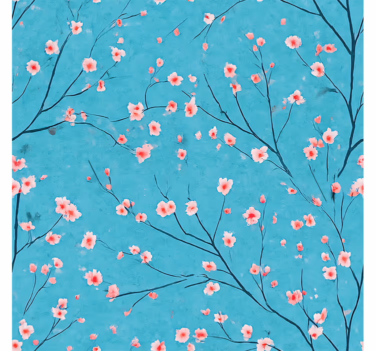 Blind blue teal cherry blossoms - TenStickers