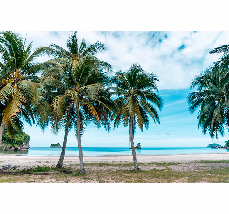 Living room blind tropical beach scene - TenStickers