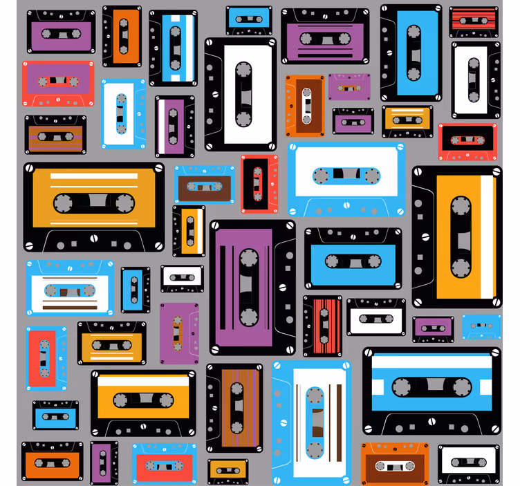 Living room blind retro 80s cassette tape design - TenStickers