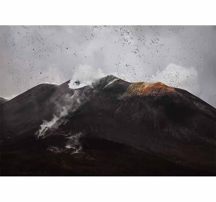 Living room blind foggy etna scenery design - TenStickers