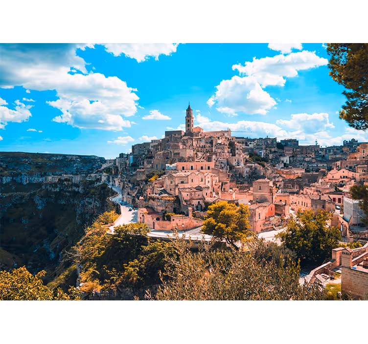 Living room blind matera cityscape design - TenStickers