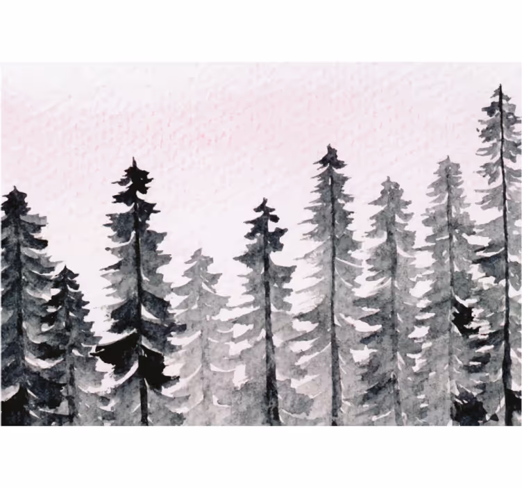 Living room blind aquarell wood forest grey - TenStickers