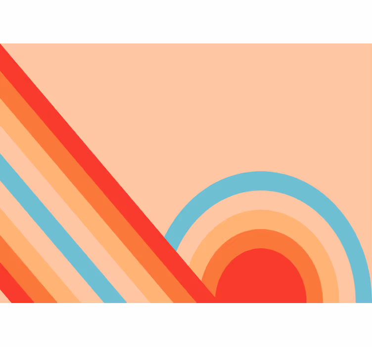 Living room blind semicircles 70's pop - TenStickers