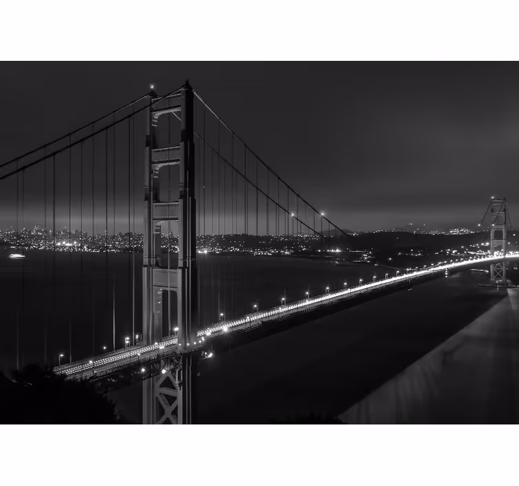 Living room blind golden gate night black and white - TenStickers