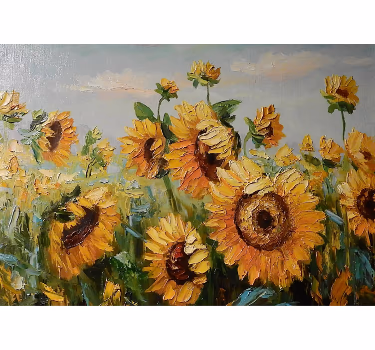 Living room blind painted sunflower farm - TenStickers