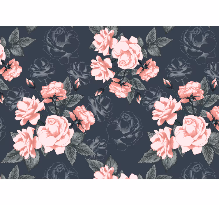 Living room blind with vintage white and pink roses - TenStickers