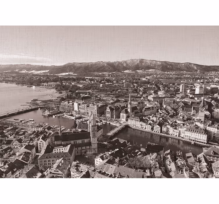Living room blind zürich with mountains behind - TenStickers