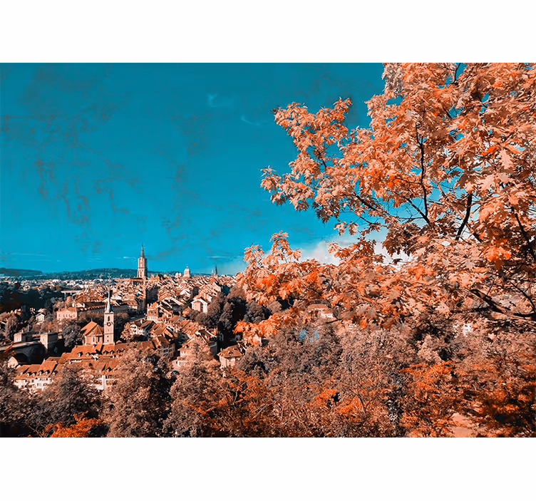 Living room blind autumn leaves in bern - TenStickers