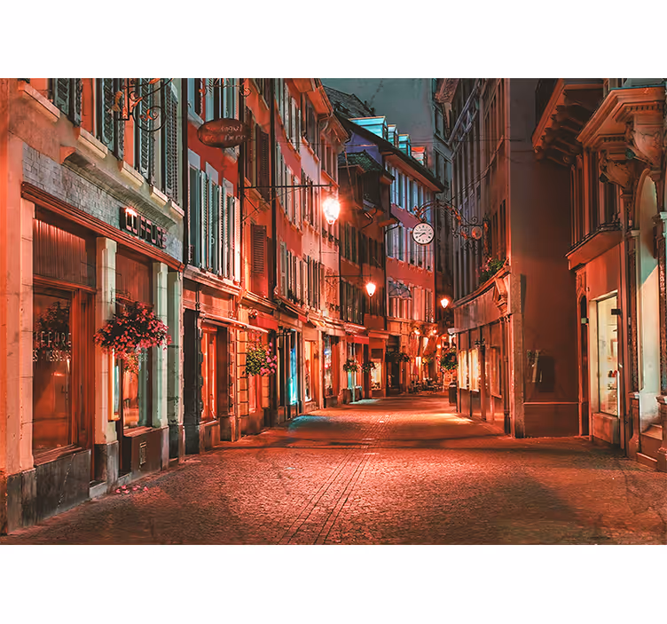 Living room blind lonely city at night in switzerland - TenStickers