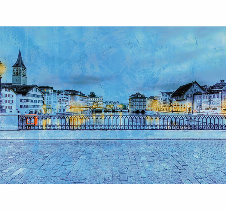 Living room blind cold night in a bridge in zürich - TenStickers