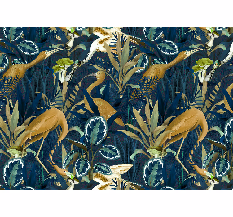 Living room blind with birds in jungle leaves - TenStickers