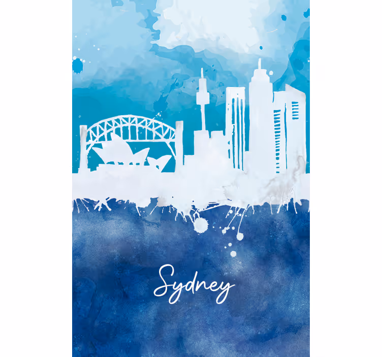 Living room blind sydney skyline watercolor - TenStickers