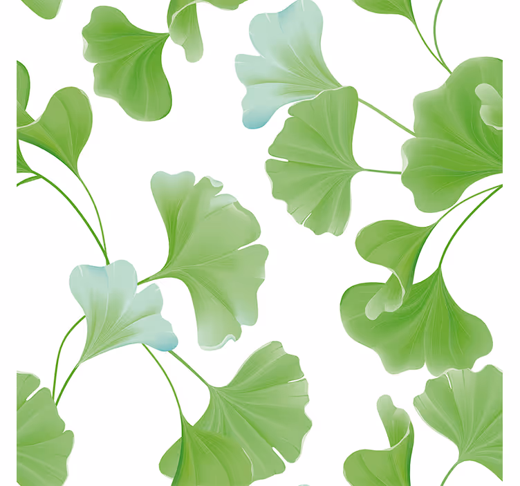 Living room blind with green ginkgo leaves design - TenStickers