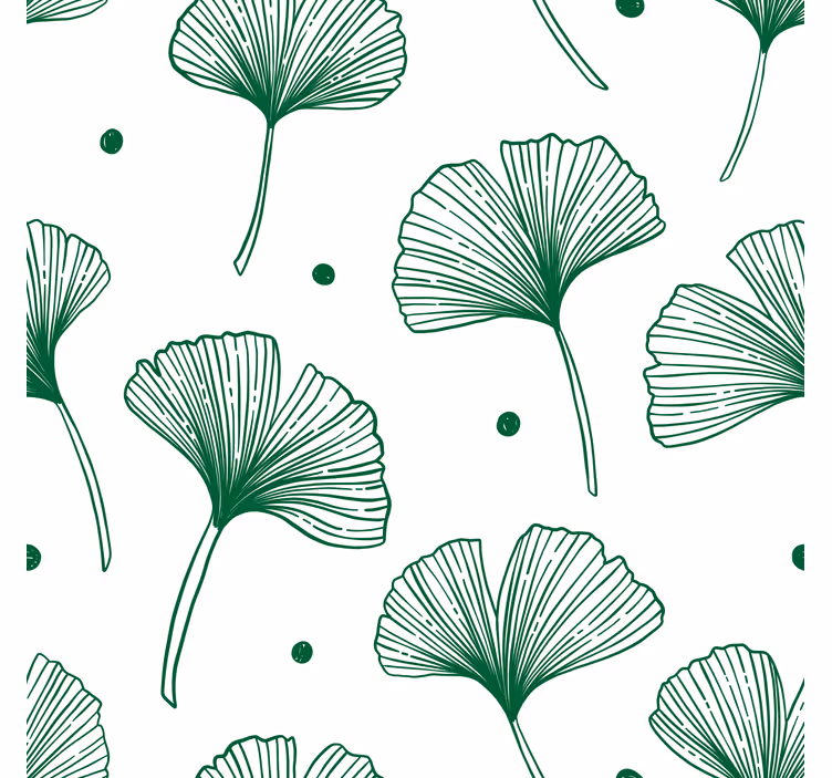 Living room blind with large ginkgo green leaves - TenStickers