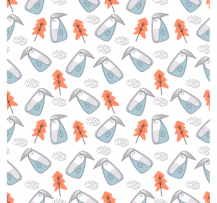 Living room blind featuring cute minimalistic penguins - TenStickers