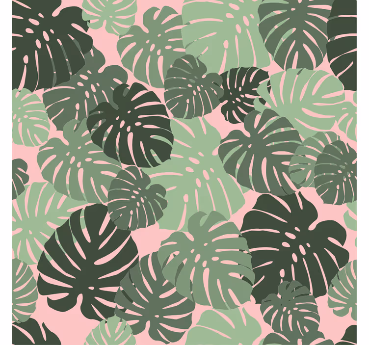 Living room blind with pink monstera leaves - TenStickers
