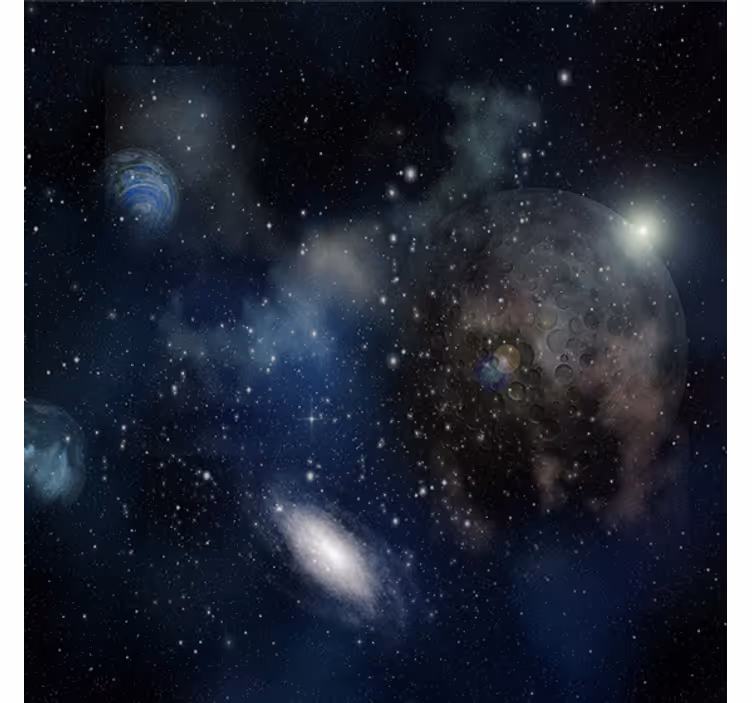 Living room blind with stunning cosmic view - TenStickers