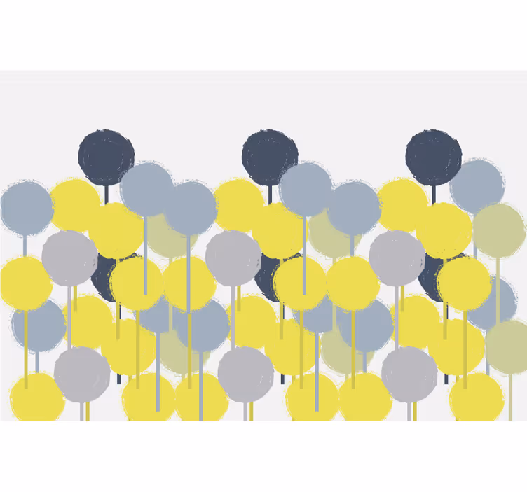 Living room blind with minimalistic yellow and gray circles - TenStickers