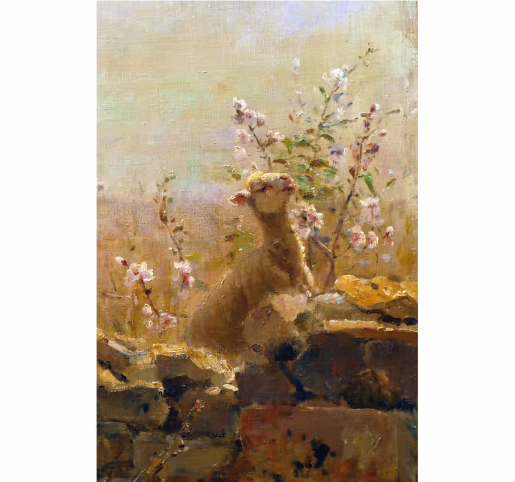 Living room blind with a funny sheep painting - TenStickers