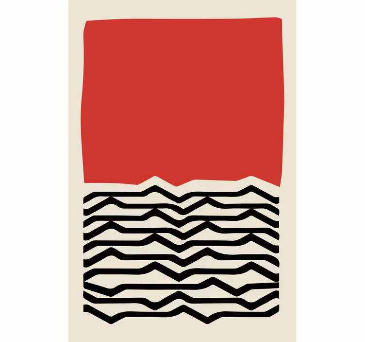 Living room blind with abstract red and black design - TenStickers