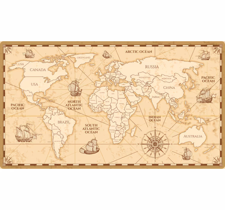 Blind beige vintage world map design - TenStickers