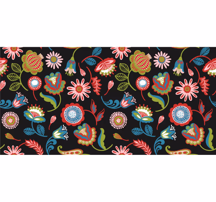 Blind bedroom colorful folk pattern on dark background - TenStickers