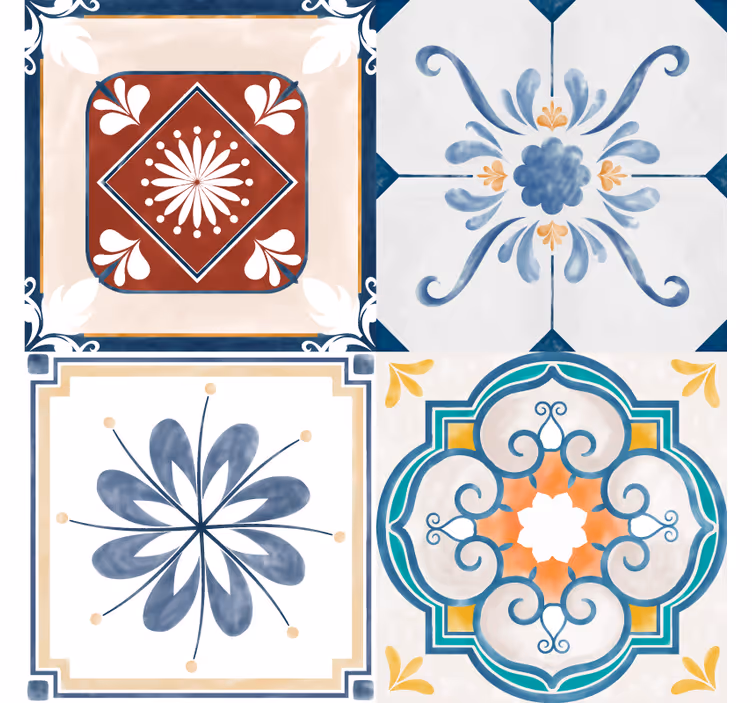Blind bedroom vintage four tiles design - TenStickers