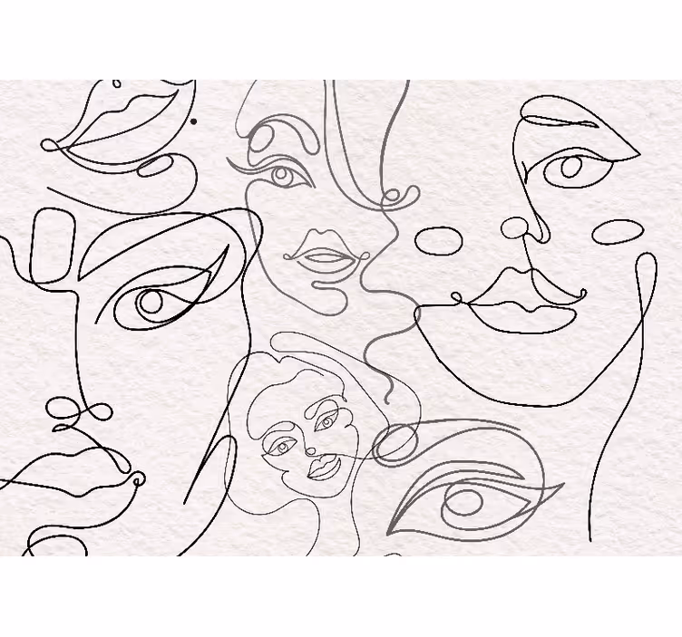 White window blind minimalist face line art - TenStickers