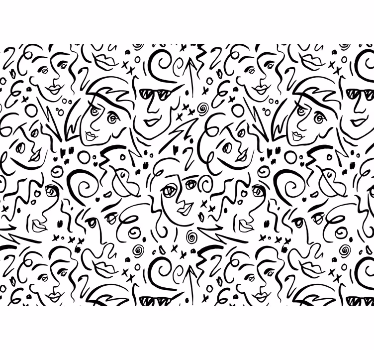 White window blind featuring black and white graffiti art - TenStickers