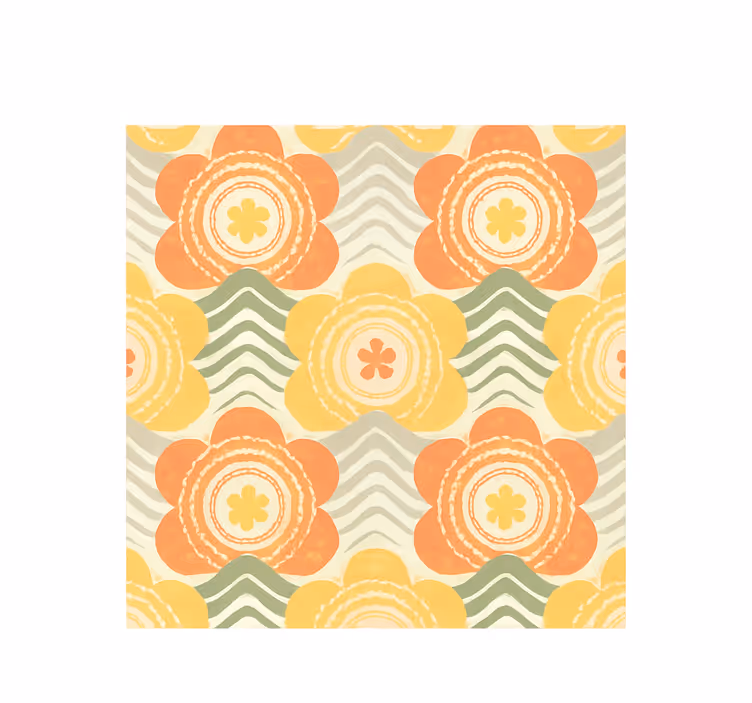 Retro roller blind with 1970s blooming floral design - TenStickers