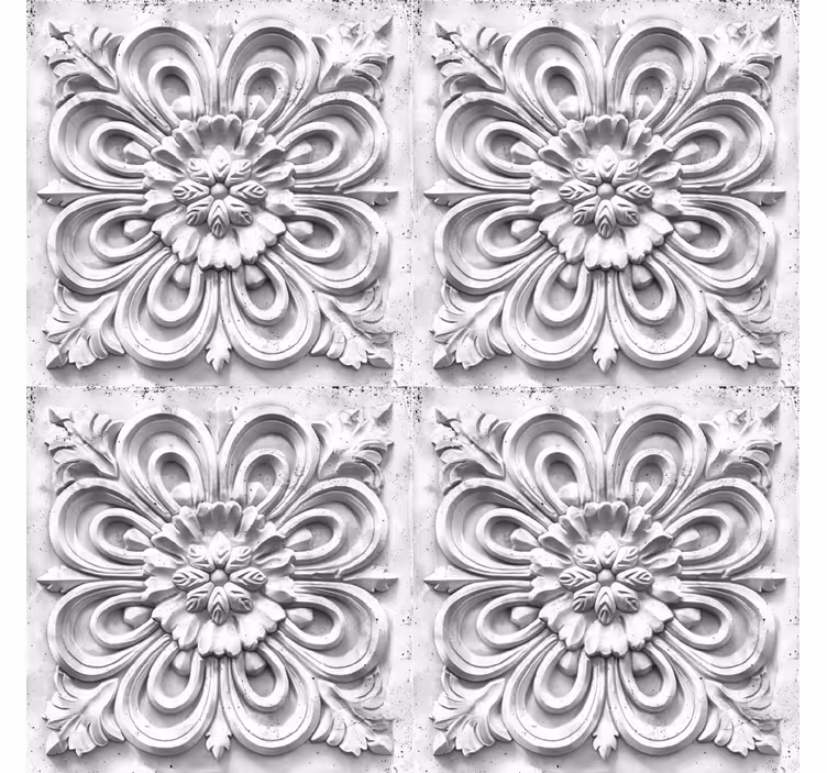 Retro roller blind in white tile design - TenStickers