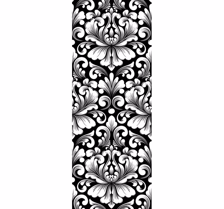 Retro roller blind in black and white damask design - TenStickers