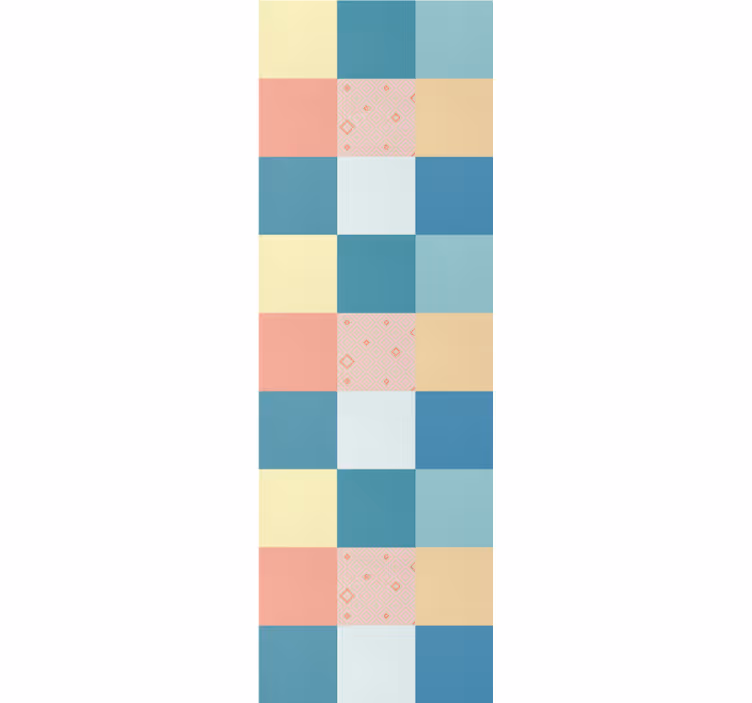 Retro roller blind in vibrant patchwork design - TenStickers