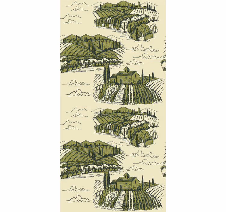 Retro roller blind with countryside landscape - TenStickers