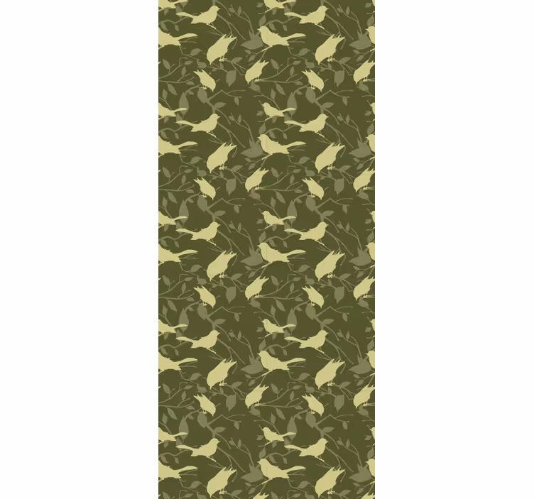 Retro roller blind green birds victorian pattern - TenStickers