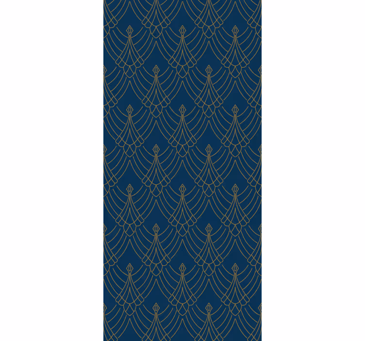 Retro roller blind in blue and gold art decor style - TenStickers