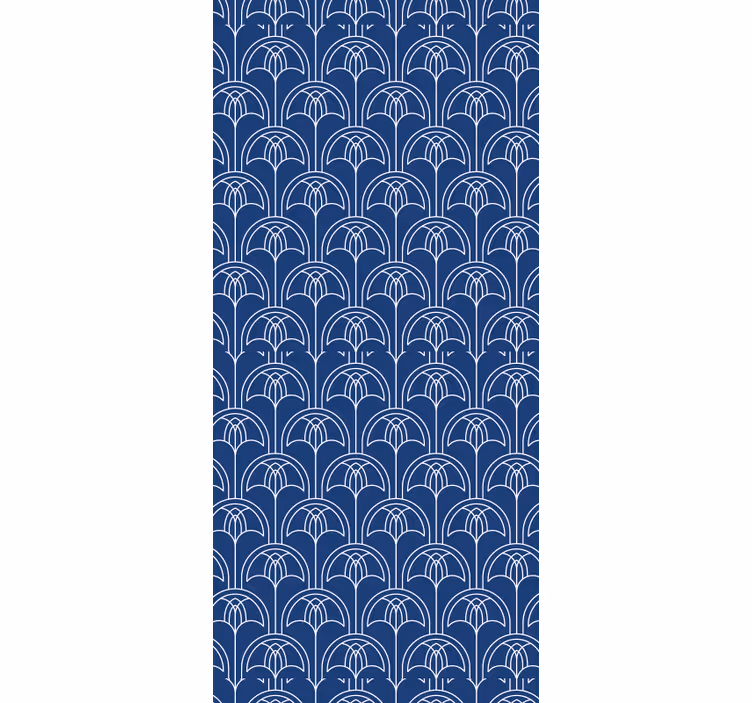 Retro roller blind in white arc on blue decor - TenStickers