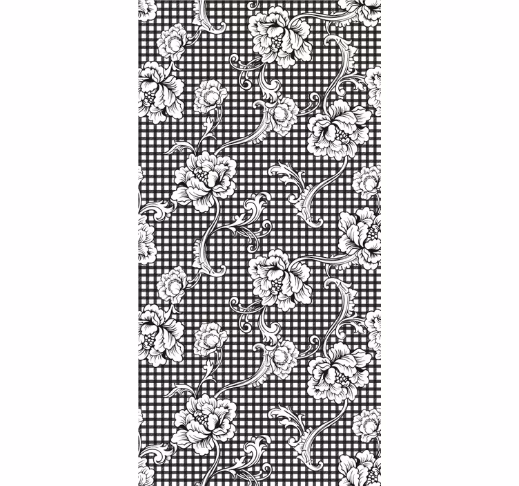 Retro roller blind black and white gingham pattern - TenStickers