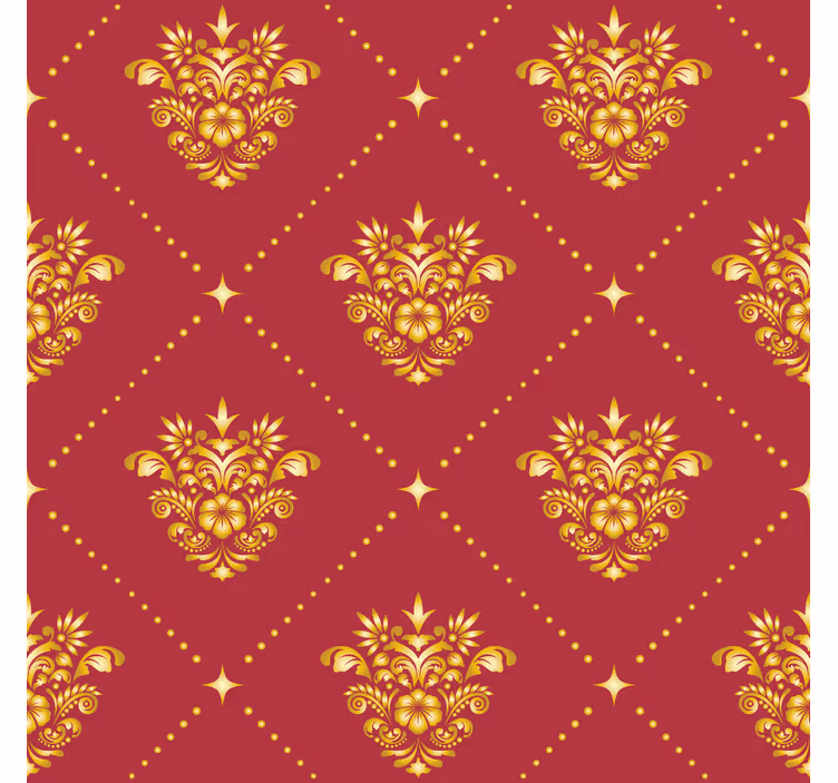Retro roller blind golden damask design - TenStickers