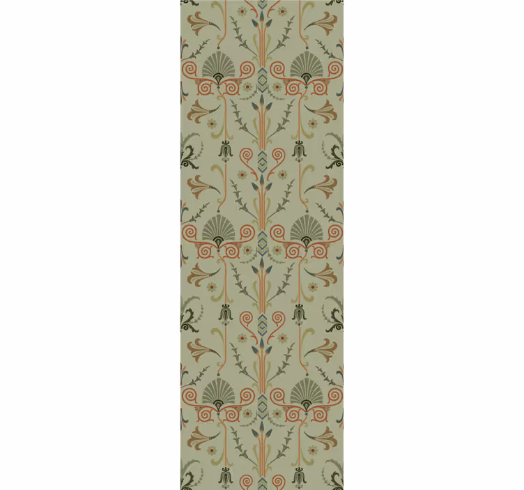 Retro roller blind green classic floral pattern - TenStickers