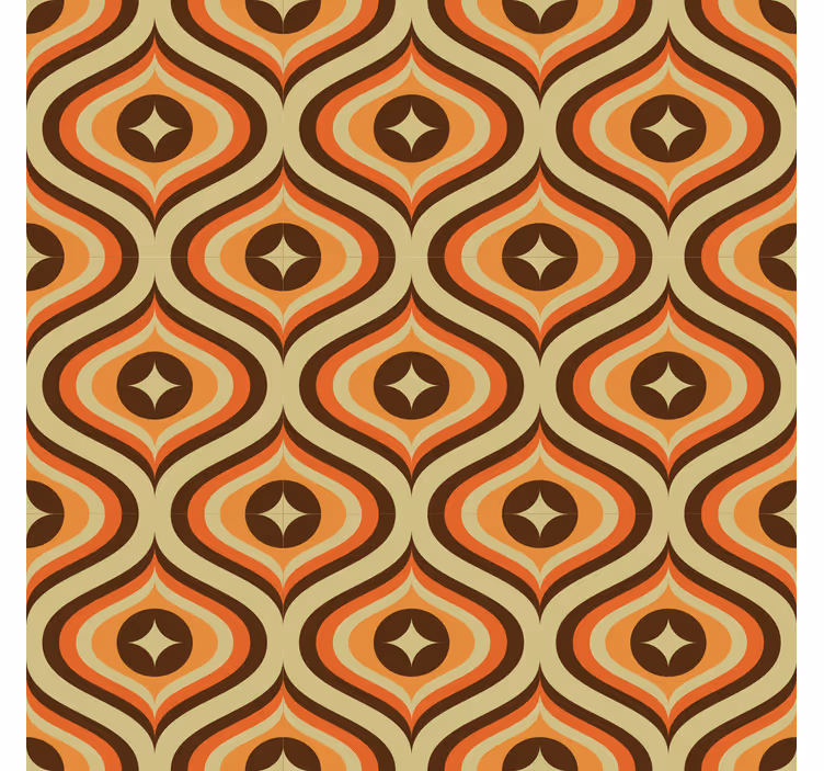 Retro roller blind in retro orange and brown - TenStickers