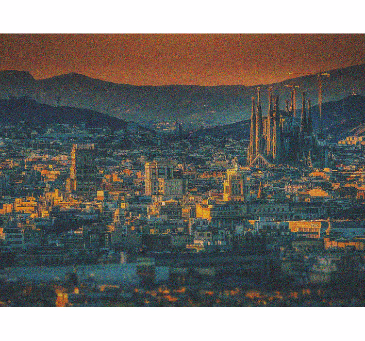 Living room blind barcelona night sky view - TenStickers