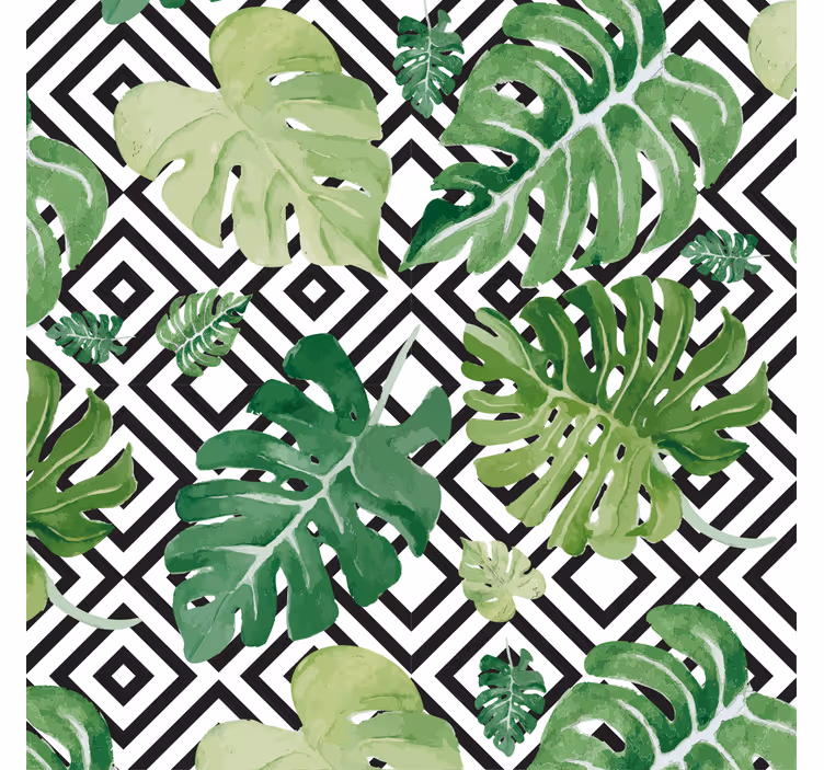 Living room blind with monstera leaves pattern - TenStickers