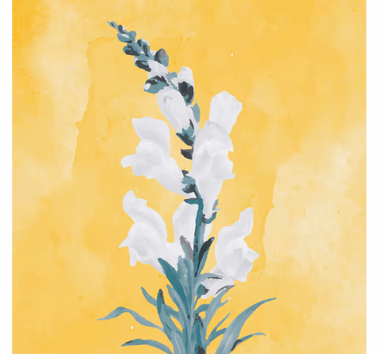 Living room blind with white flowers on yellow background - TenStickers