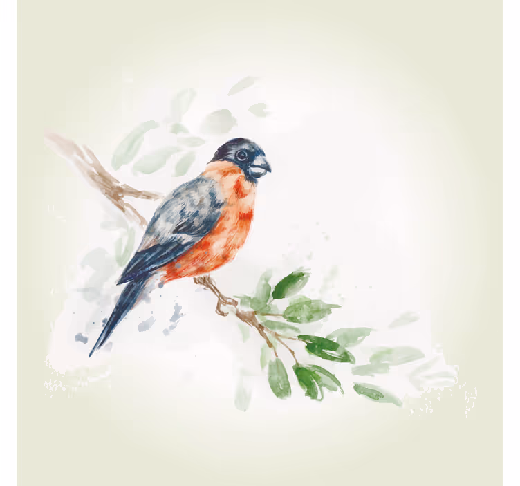 Living room blind pastel bird on tree branch design - TenStickers