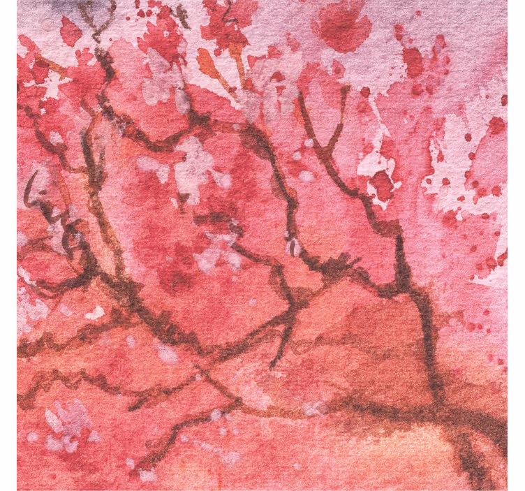 Pastel cherry flowers on abstract living room blind - TenStickers