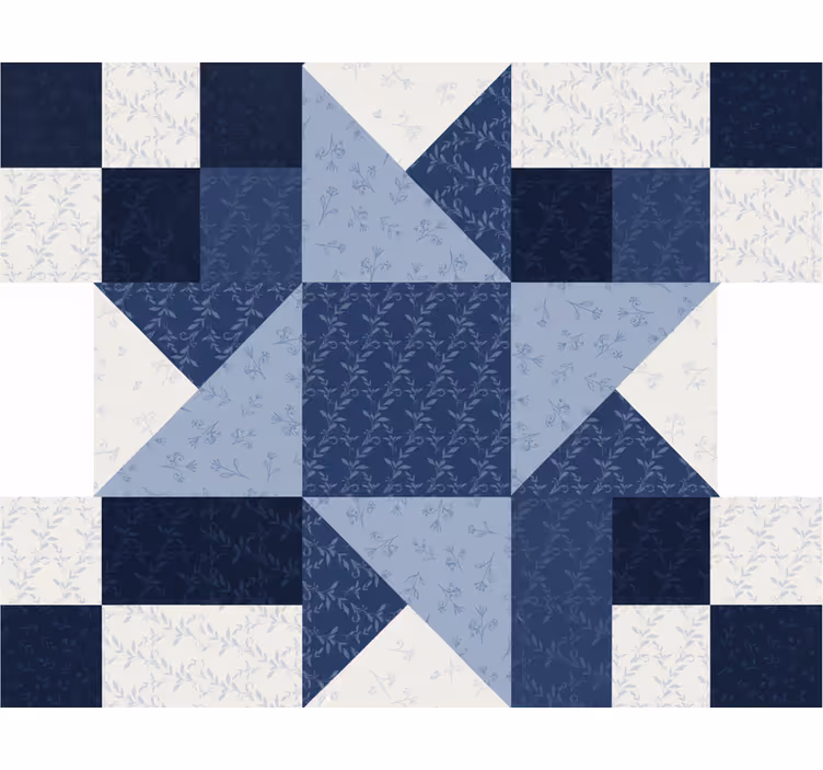 Living room blind in patchwork blue star triangle design - TenStickers
