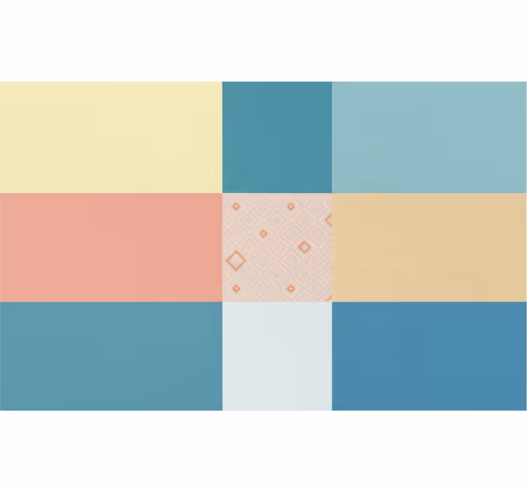 Living room blind in vibrant retro patchwork pattern - TenStickers