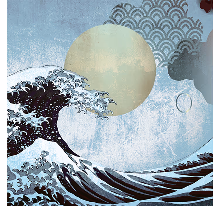 Living room blind the wave oriental art - TenStickers